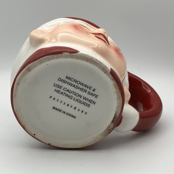 4 Vintage Pottery Barn Mugs / Mrs. Santa Claus / Ceramic 3" / Christmas / Flaws - Picture 10 of 16